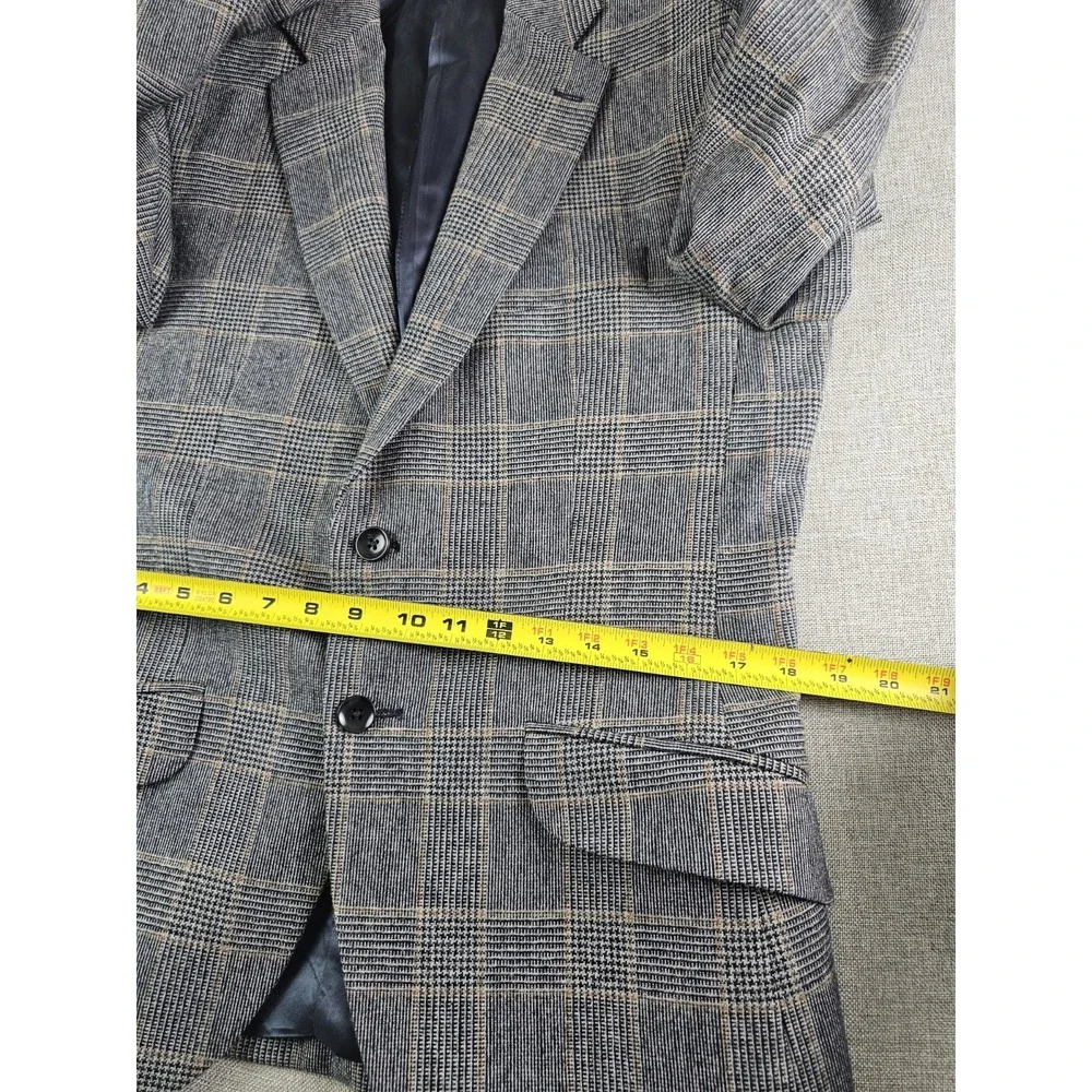 Charles Thyrwitt Blazer Mens 38 S Glen Plaid Moon British Cloth Wool Blend Slim
